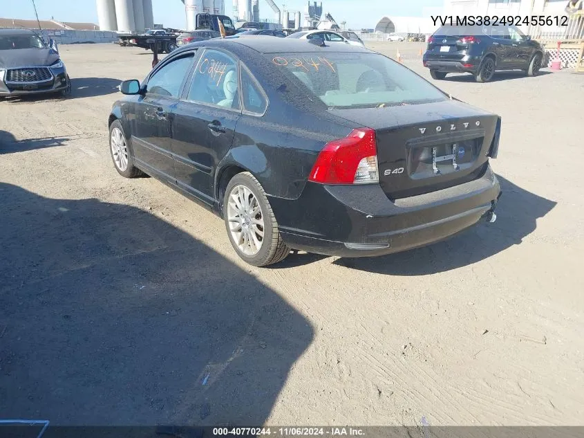 2009 Volvo S40 2.4I VIN: YV1MS382492455612 Lot: 40770244