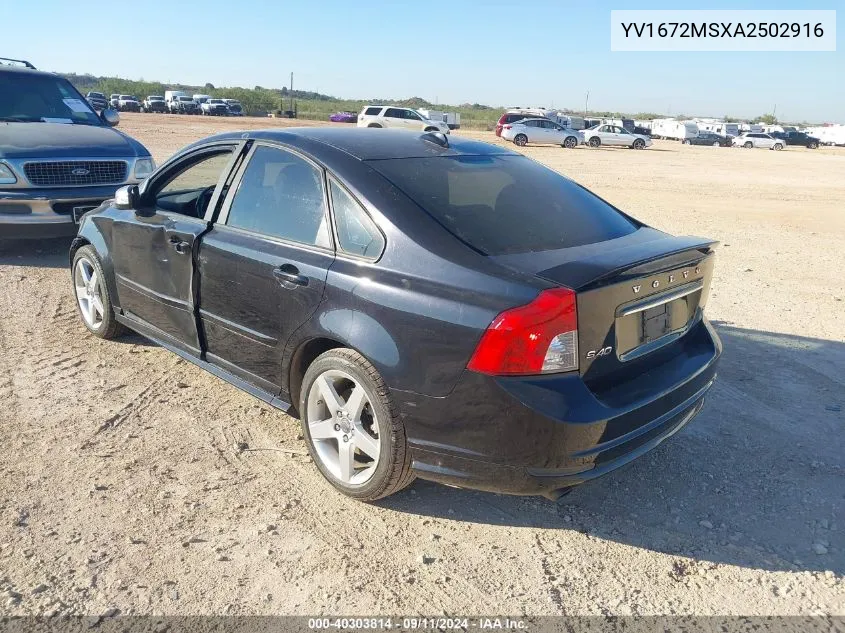 2010 Volvo S40 T5 VIN: YV1672MSXA2502916 Lot: 40303814