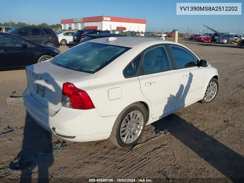 2010 Volvo S40 2.4I VIN: YV1390MS8A2512202 Lot: 40500106