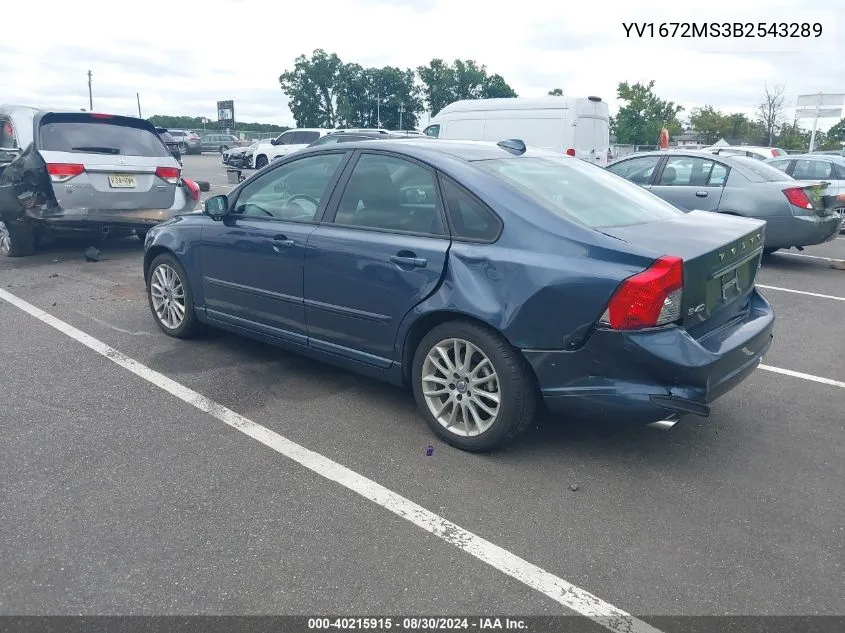 2011 Volvo S40 T5/T5 R-Design VIN: YV1672MS3B2543289 Lot: 40215915