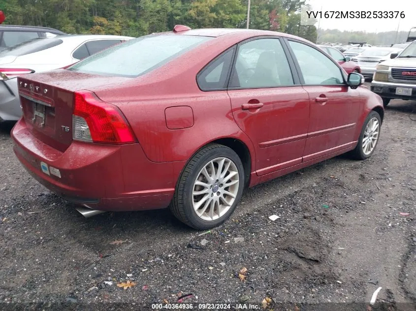 2011 Volvo S40 T5/T5 R-Design VIN: YV1672MS3B2533376 Lot: 40364936