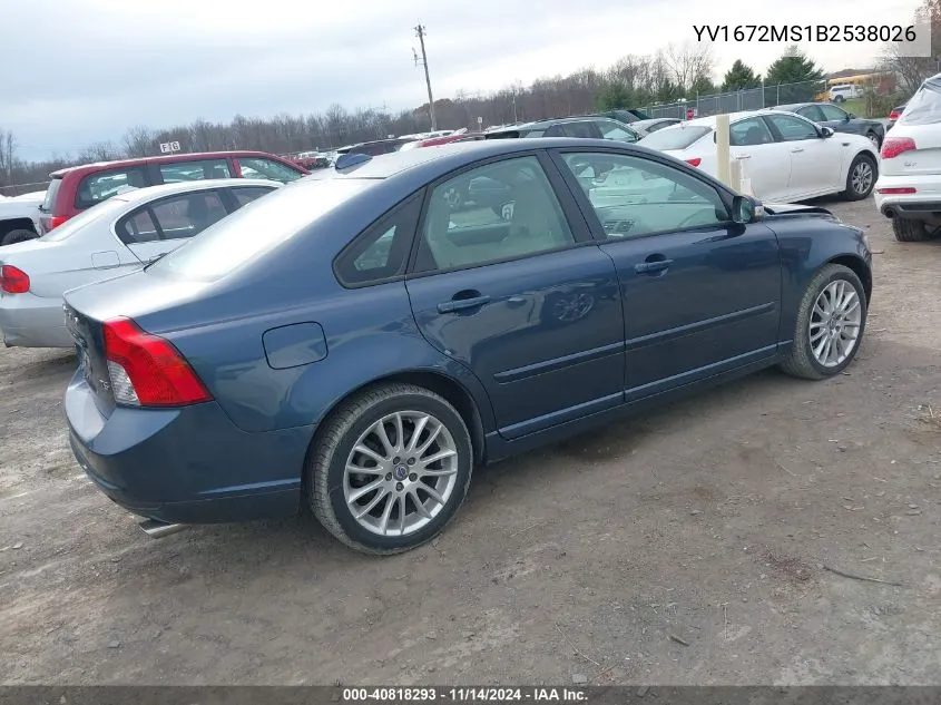 2011 Volvo S40 T5/T5 R-Design VIN: YV1672MS1B2538026 Lot: 40818293