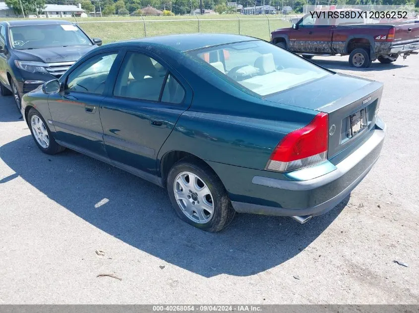 2001 Volvo S60 2.4T VIN: YV1RS58DX12036252 Lot: 40268054