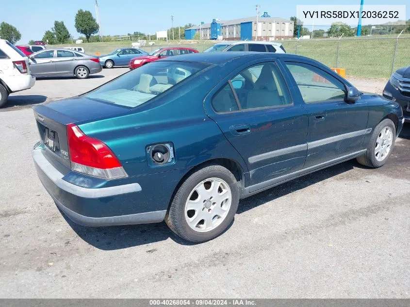 2001 Volvo S60 2.4T VIN: YV1RS58DX12036252 Lot: 40268054