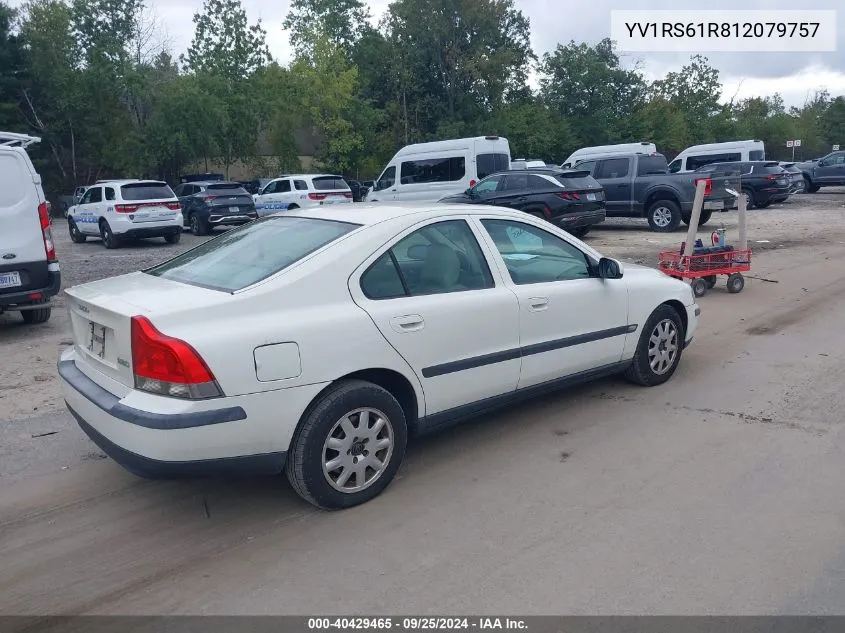 2001 Volvo S60 2.4/2.4 A VIN: YV1RS61R812079757 Lot: 40429465