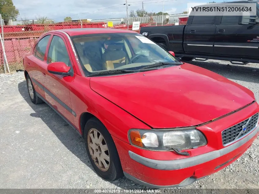 2001 Volvo S60 2.4 VIN: YV1RS61N512006634 Lot: 40752619