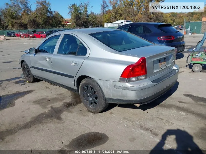 2001 Volvo S60 2.4 VIN: YV1RS61NX12004362 Lot: 40783515