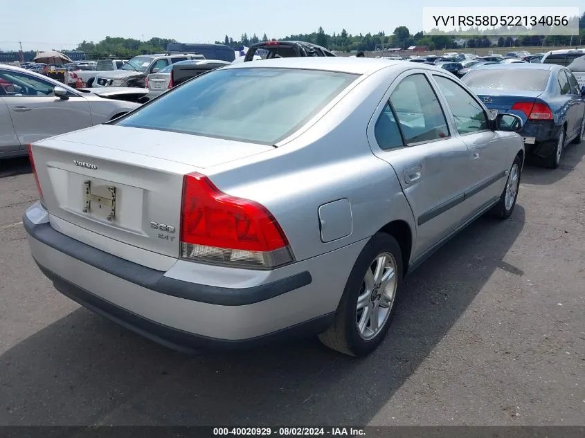 2002 Volvo S60 2.4T VIN: YV1RS58D522134056 Lot: 40020929