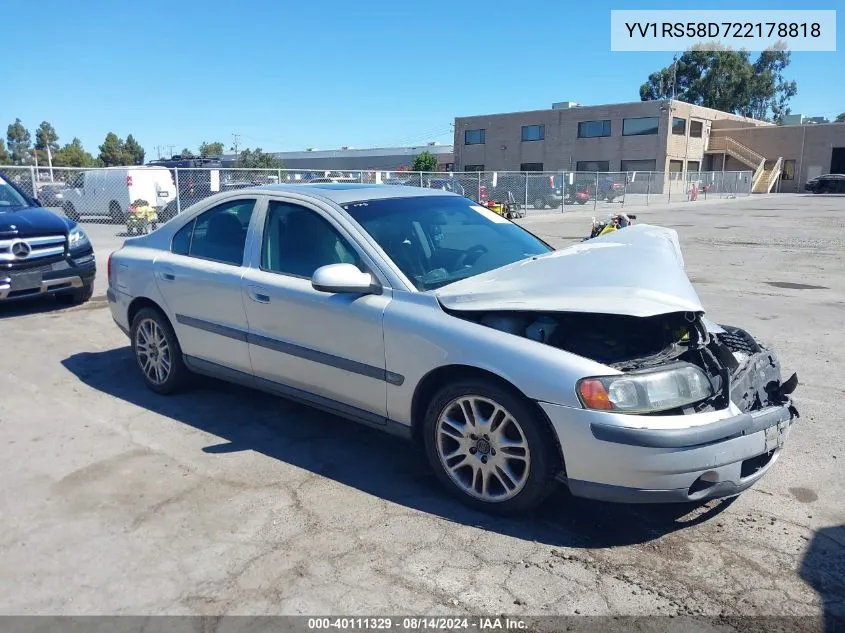 2002 Volvo S60 2.4T VIN: YV1RS58D722178818 Lot: 40111329