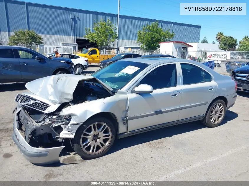 YV1RS58D722178818 2002 Volvo S60 2.4T