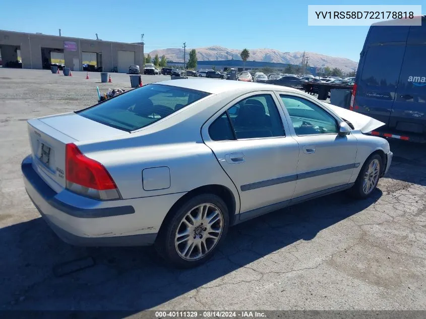 YV1RS58D722178818 2002 Volvo S60 2.4T