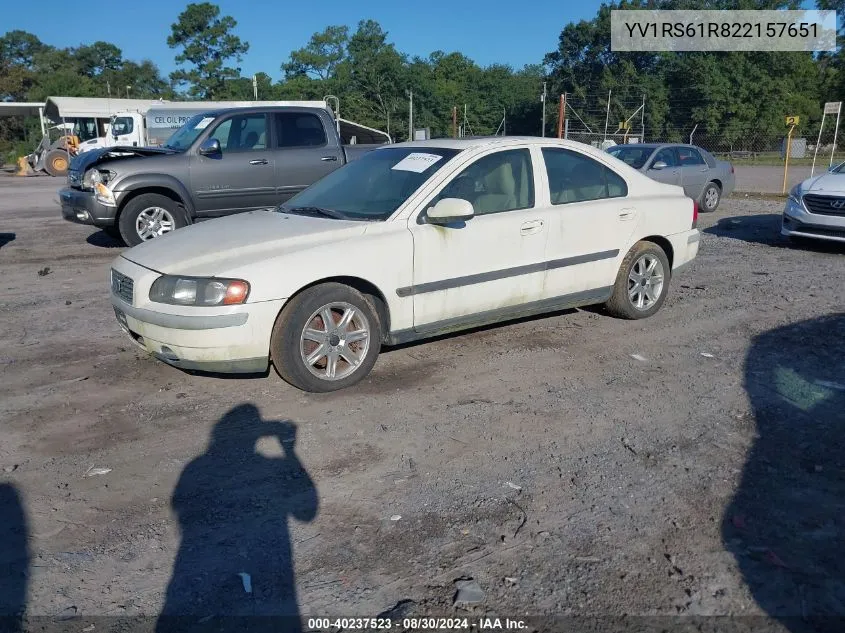 2002 Volvo S60 2.4 VIN: YV1RS61R822157651 Lot: 40237523