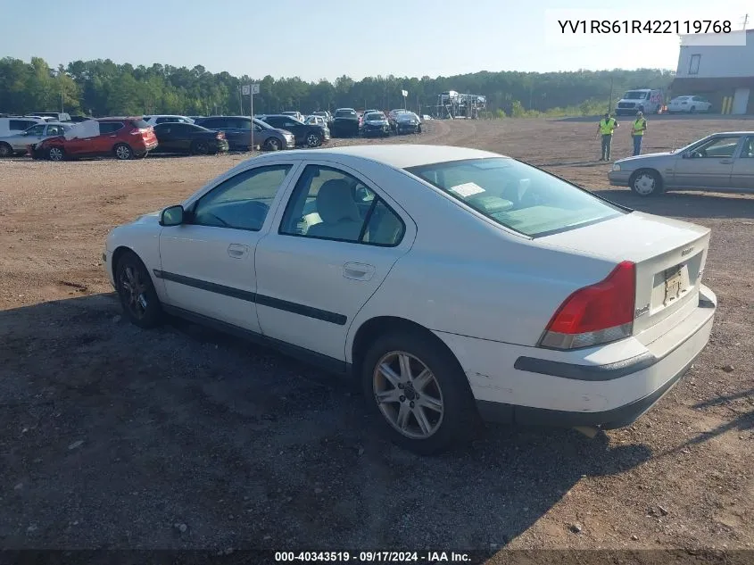 2002 Volvo S60 2.4 VIN: YV1RS61R422119768 Lot: 40343519