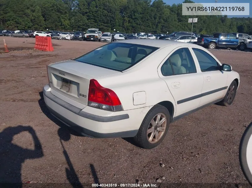 2002 Volvo S60 2.4 VIN: YV1RS61R422119768 Lot: 40343519