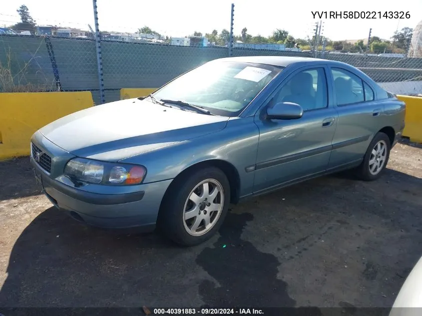 2002 Volvo S60 Awd VIN: YV1RH58D022143326 Lot: 40391883