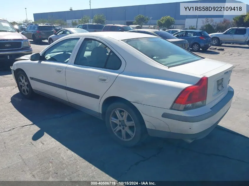 YV1RS58D922109418 2002 Volvo S60 2.4T