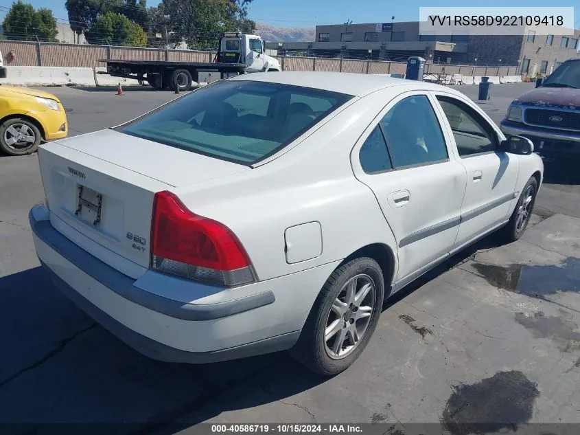 YV1RS58D922109418 2002 Volvo S60 2.4T