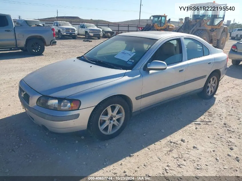 2002 Volvo S60 2.4 VIN: YV1RS61R222195540 Lot: 40657744