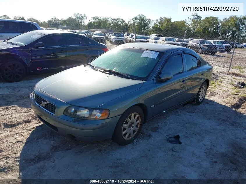 2002 Volvo S60 2.4 VIN: YV1RS61R422092720 Lot: 40682110