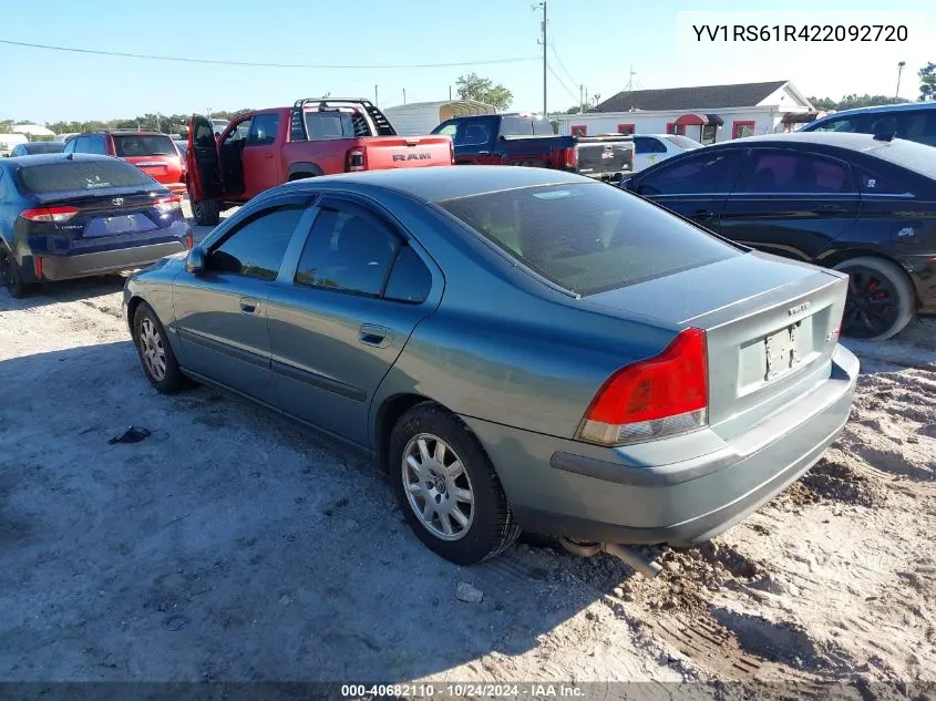 2002 Volvo S60 2.4 VIN: YV1RS61R422092720 Lot: 40682110