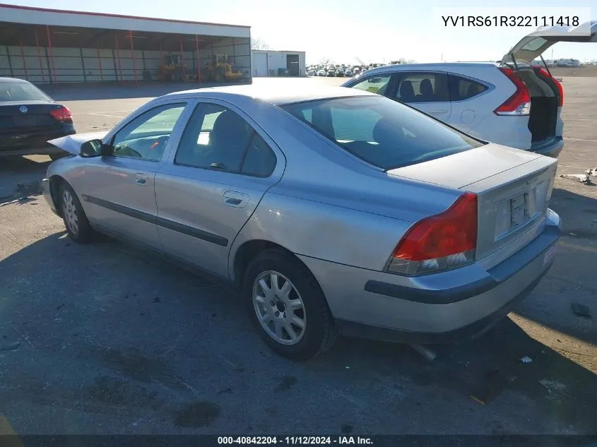 YV1RS61R322111418 2002 Volvo S60 2.4