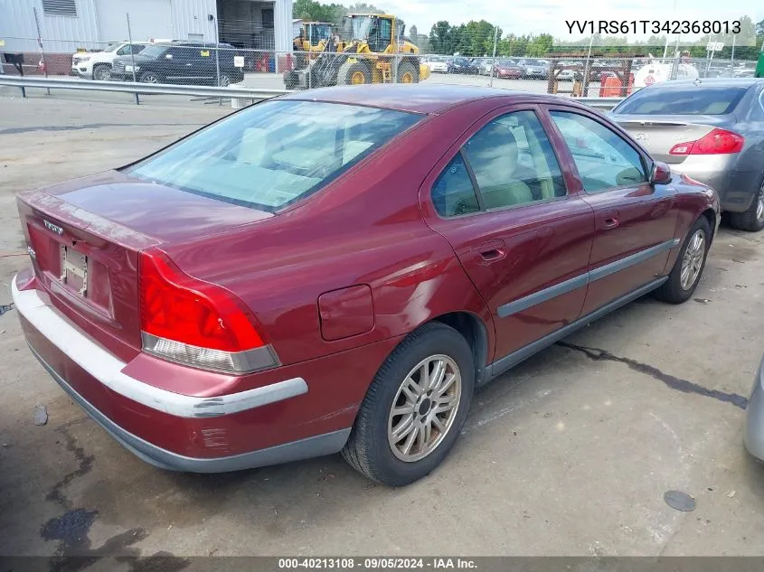 2004 Volvo S60 2.4 VIN: YV1RS61T342368013 Lot: 40213108