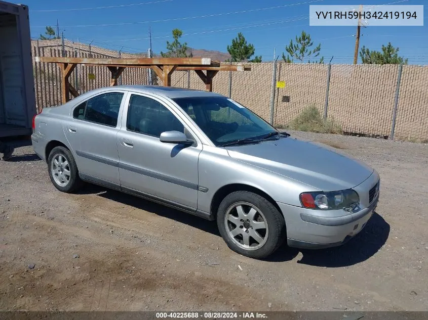 YV1RH59H342419194 2004 Volvo S60 2.5T Awd