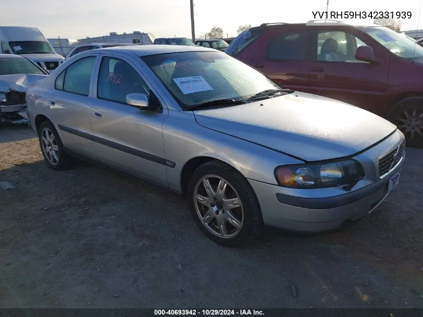 2004 Volvo S60 2.5T Awd VIN: YV1RH59H342331939 Lot: 40693942