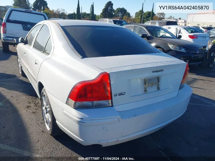 2004 Volvo S60 2.4 VIN: YV1RS64A042405870 Lot: 40777897