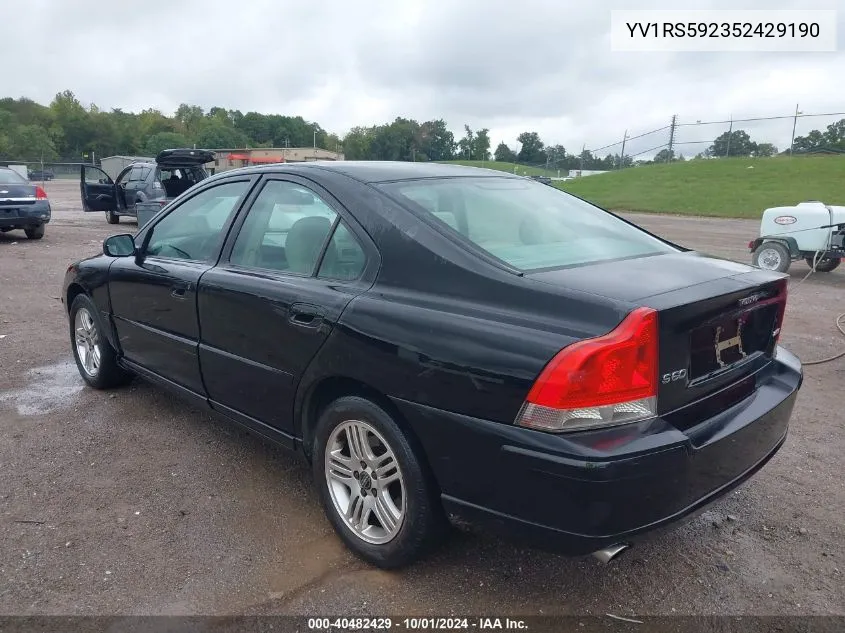 2005 Volvo S60 2.5T VIN: YV1RS592352429190 Lot: 40482429