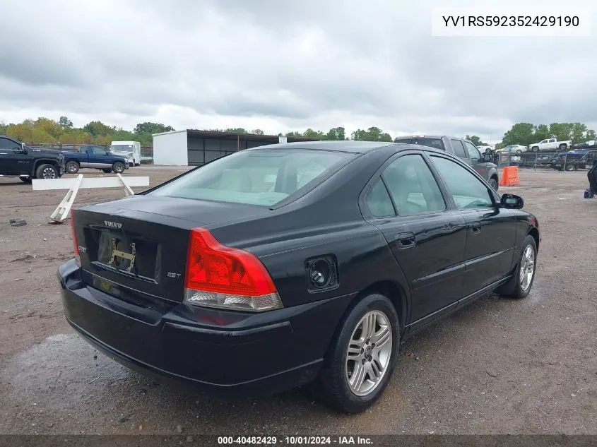 2005 Volvo S60 2.5T VIN: YV1RS592352429190 Lot: 40482429