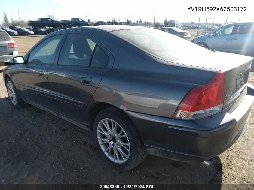 2006 Volvo S60 2.5T VIN: YV1RH592X62503172 Lot: 30048360