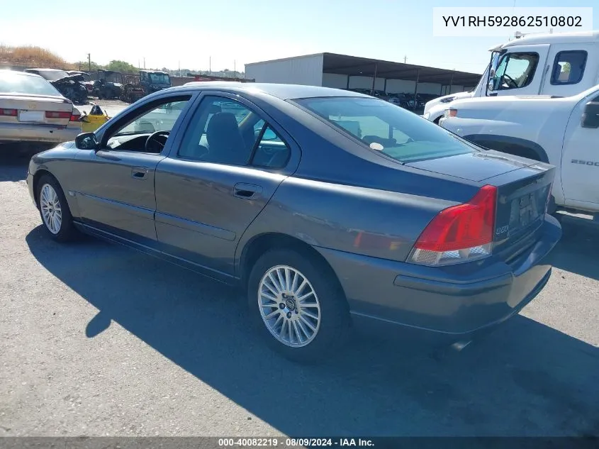 2006 Volvo S60 2.5T VIN: YV1RH592862510802 Lot: 40082219