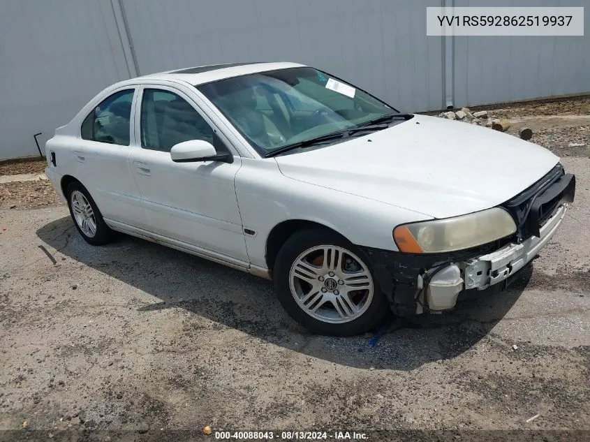 2006 Volvo S60 2.5T VIN: YV1RS592862519937 Lot: 40088043