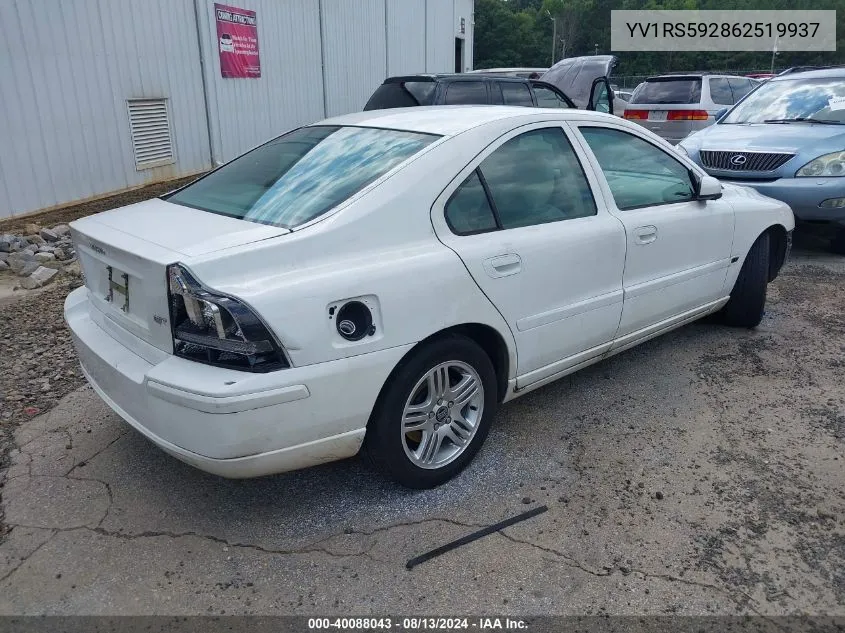 2006 Volvo S60 2.5T VIN: YV1RS592862519937 Lot: 40088043