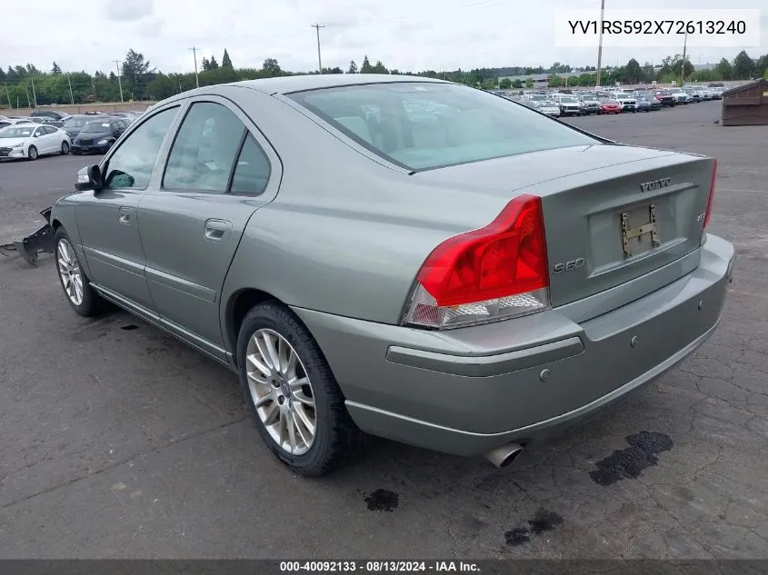 2007 Volvo S60 2.5T VIN: YV1RS592X72613240 Lot: 40092133