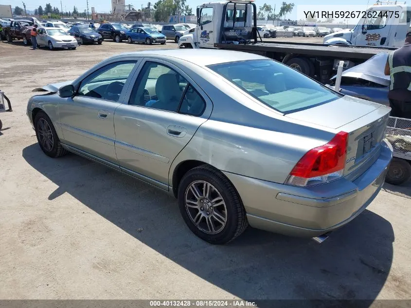 2007 Volvo S60 2.5T VIN: YV1RH592672624475 Lot: 40132428