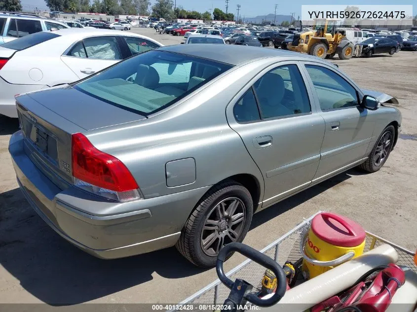 2007 Volvo S60 2.5T VIN: YV1RH592672624475 Lot: 40132428