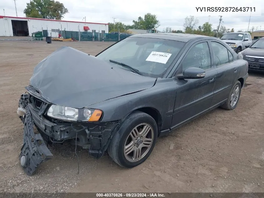 2007 Volvo S60 2.5T VIN: YV1RS592872643711 Lot: 40370826