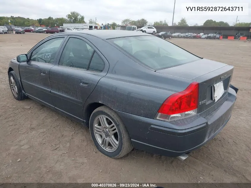 2007 Volvo S60 2.5T VIN: YV1RS592872643711 Lot: 40370826