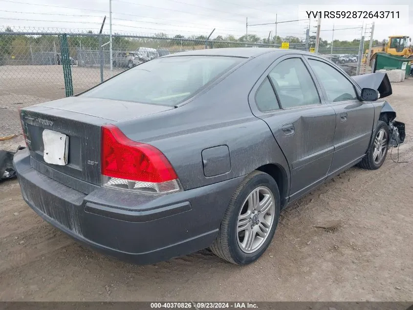 2007 Volvo S60 2.5T VIN: YV1RS592872643711 Lot: 40370826