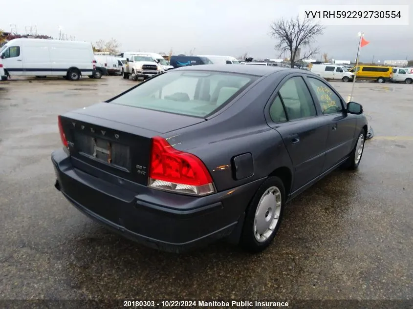 2009 Volvo S60 2.5T VIN: YV1RH592292730554 Lot: 20180303