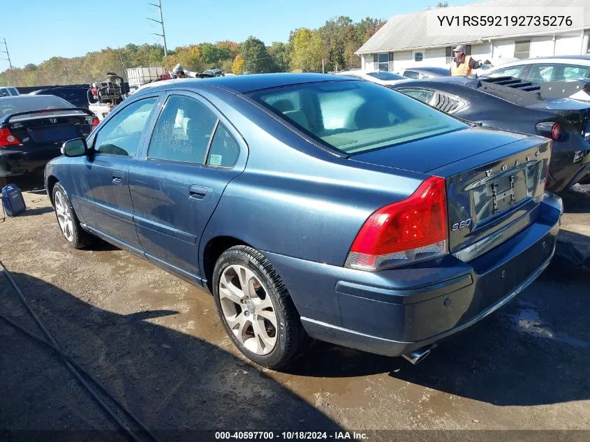 2009 Volvo S60 2.5T/2.5T Special Edition VIN: YV1RS592192735276 Lot: 40597700