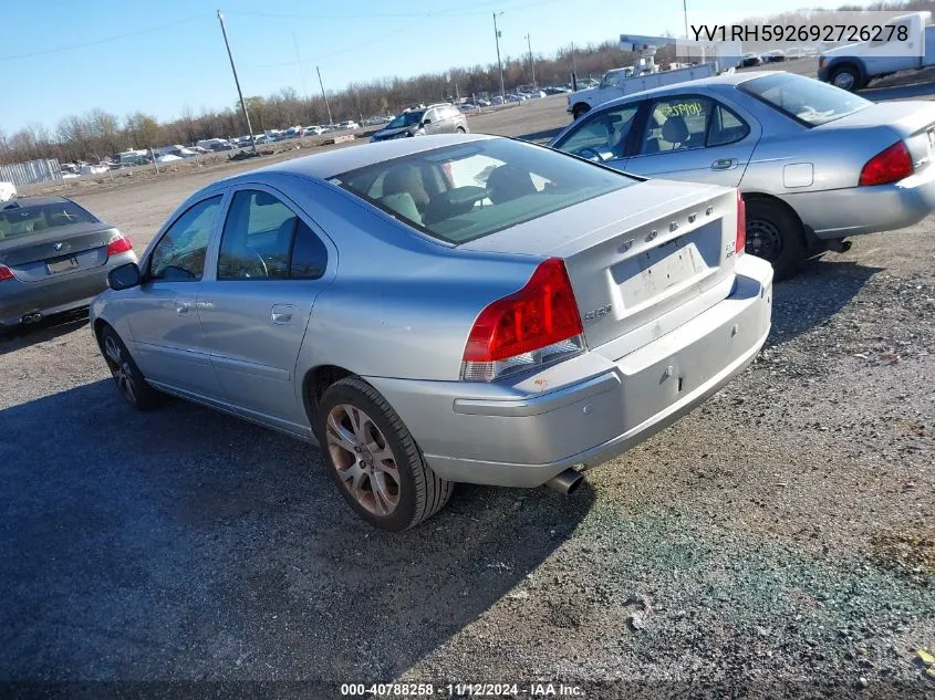 2009 Volvo S60 2.5T/2.5T Special Edition VIN: YV1RH592692726278 Lot: 40788258