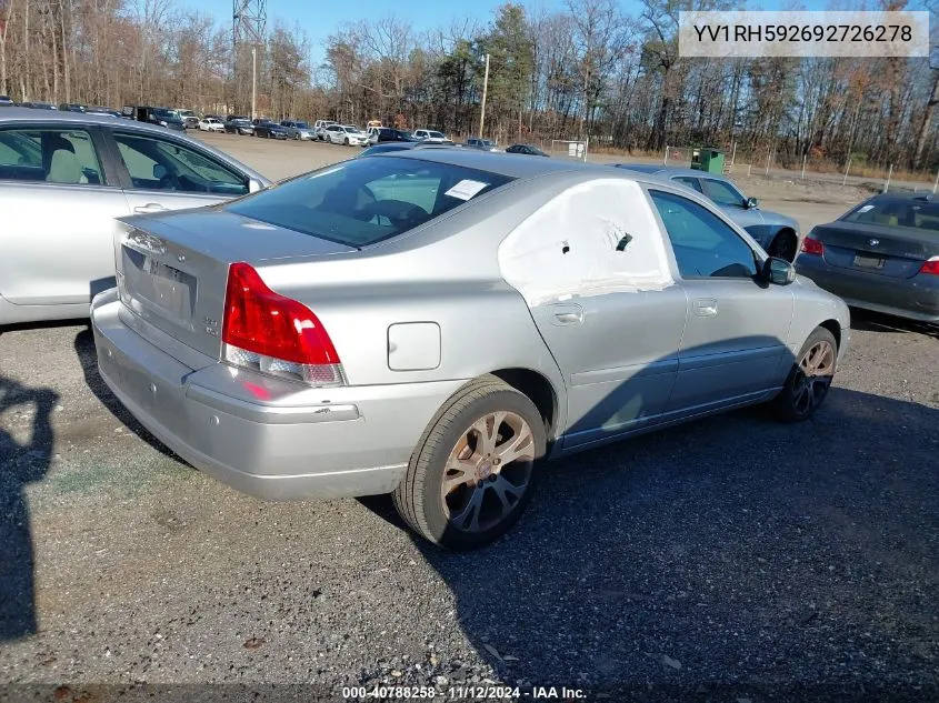 2009 Volvo S60 2.5T/2.5T Special Edition VIN: YV1RH592692726278 Lot: 40788258