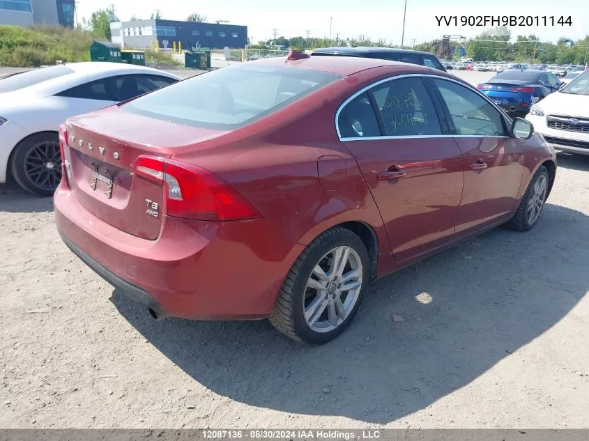 YV1902FH9B2011144 2011 Volvo S60 T6