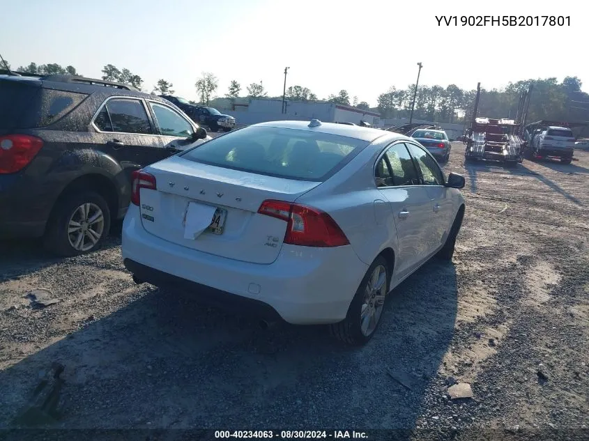 2011 Volvo S60 T6 VIN: YV1902FH5B2017801 Lot: 40234063