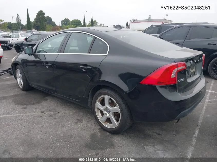 2012 Volvo S60 T5 VIN: YV1622FS5C2048251 Lot: 39621510