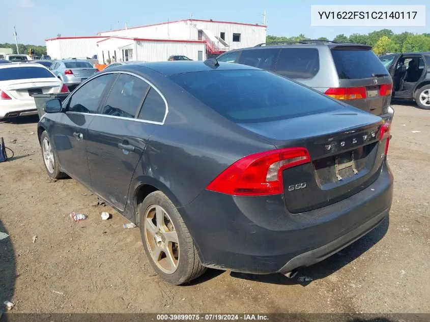 2012 Volvo S60 T5 VIN: YV1622FS1C2140117 Lot: 39899075