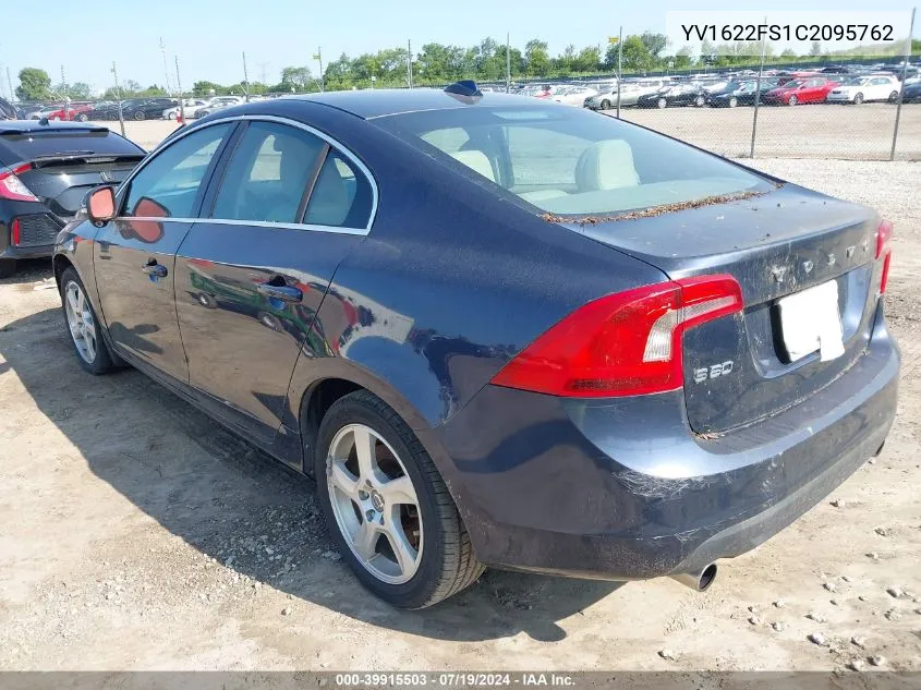 2012 Volvo S60 T5 VIN: YV1622FS1C2095762 Lot: 39915503